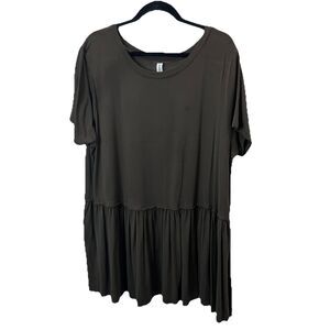 Zenana Premium Brown Babydoll Peplum Short Sleeve Tunic Top Womens Size 3X